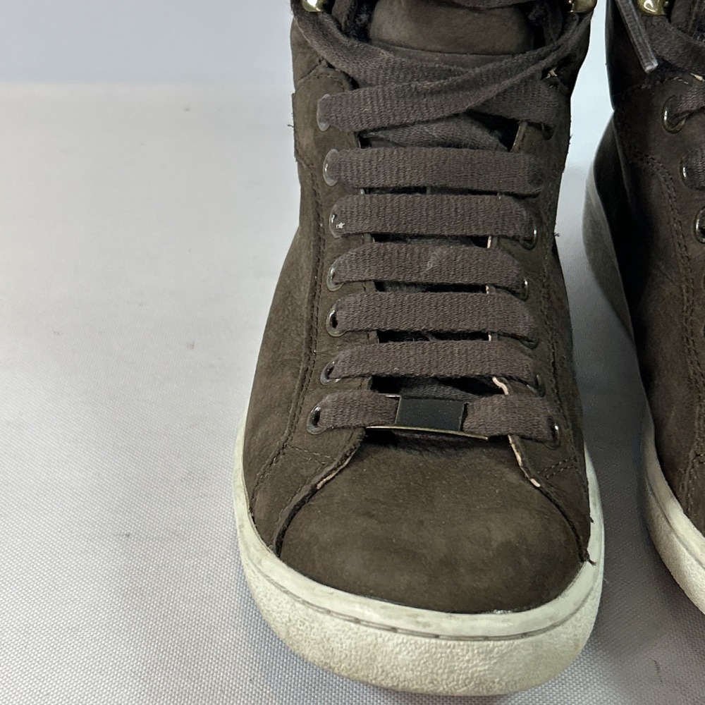 UGG Starlyn Nubuck Hi-Top Sneakers Women's Sz 8 Lace Up Chocolate Brown 1019662 - Picture 7 of 13